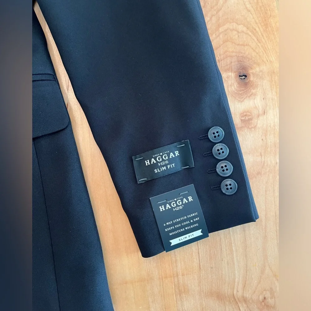 Haggar men's blazer black 36 regular slim fit lined nwt! - Picture 2 of 6